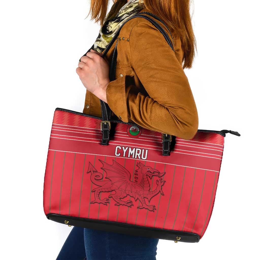 World Football 2026 Wales Leather Tote Bag Cymru Together Stronger - Wonder Print Shop
