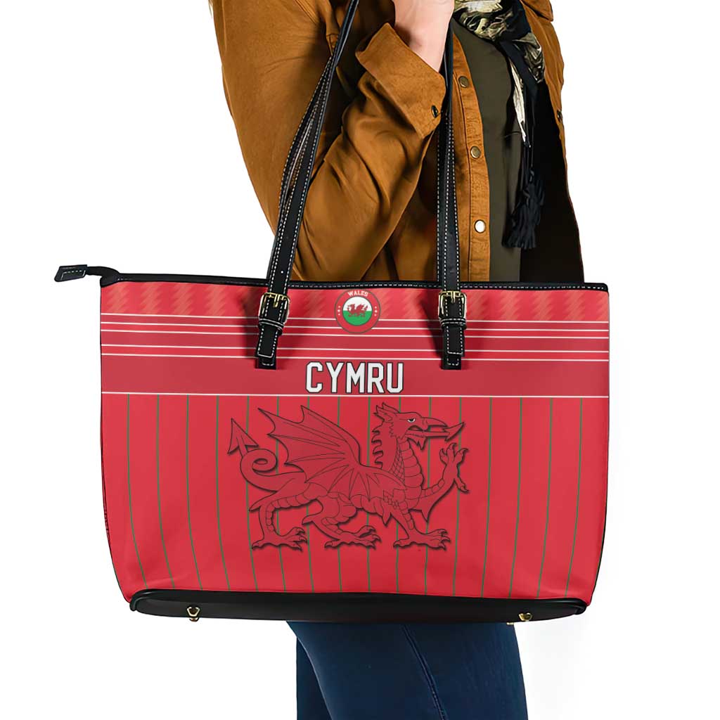 World Football 2026 Wales Leather Tote Bag Cymru Together Stronger - Wonder Print Shop