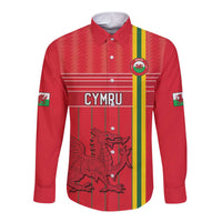 Custom World Football 2026 Wales Long Sleeve Button Shirt Cymru Together Stronger - Wonder Print Shop