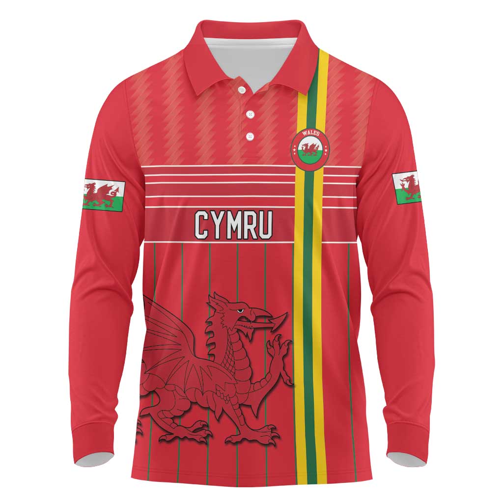 Custom World Football 2026 Wales Long Sleeve Polo Shirt Cymru Together Stronger - Wonder Print Shop