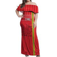 Custom World Football 2026 Wales Off Shoulder Maxi Dress Cymru Together Stronger - Wonder Print Shop