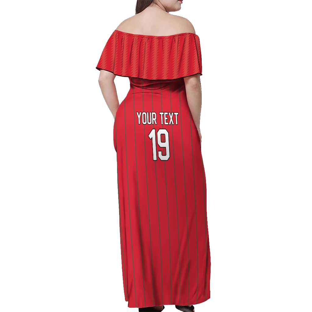 Custom World Football 2026 Wales Off Shoulder Maxi Dress Cymru Together Stronger - Wonder Print Shop