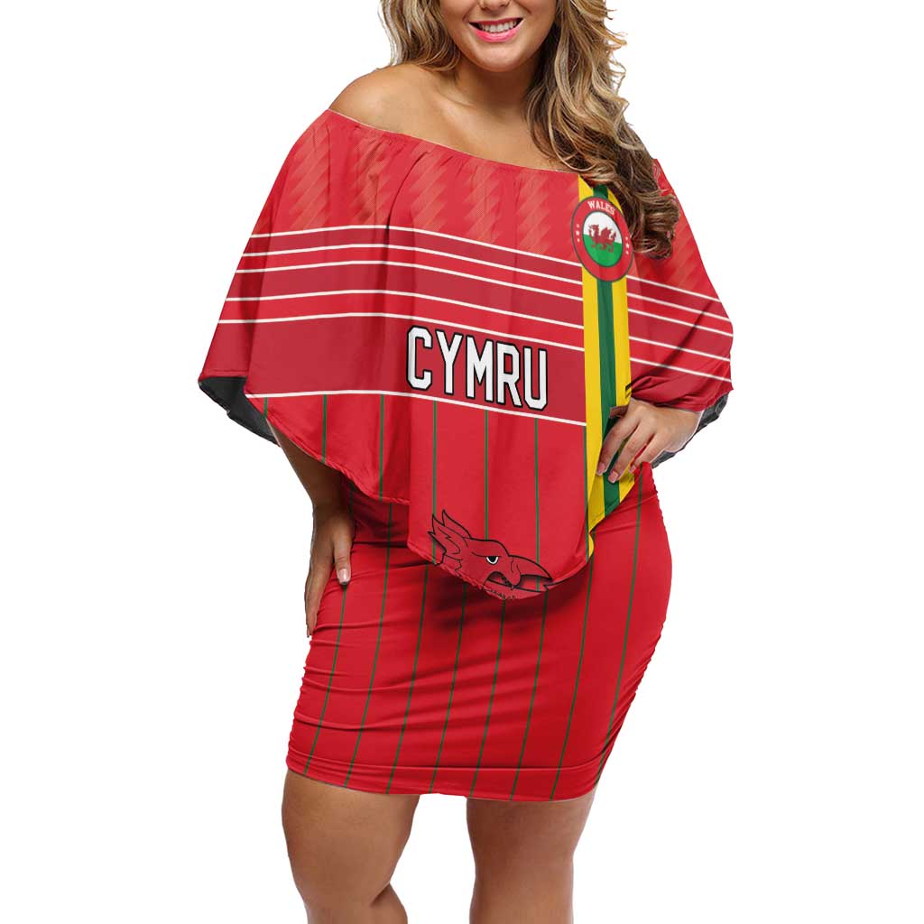 Custom World Football 2026 Wales Off Shoulder Short Dress Cymru Together Stronger - Wonder Print Shop