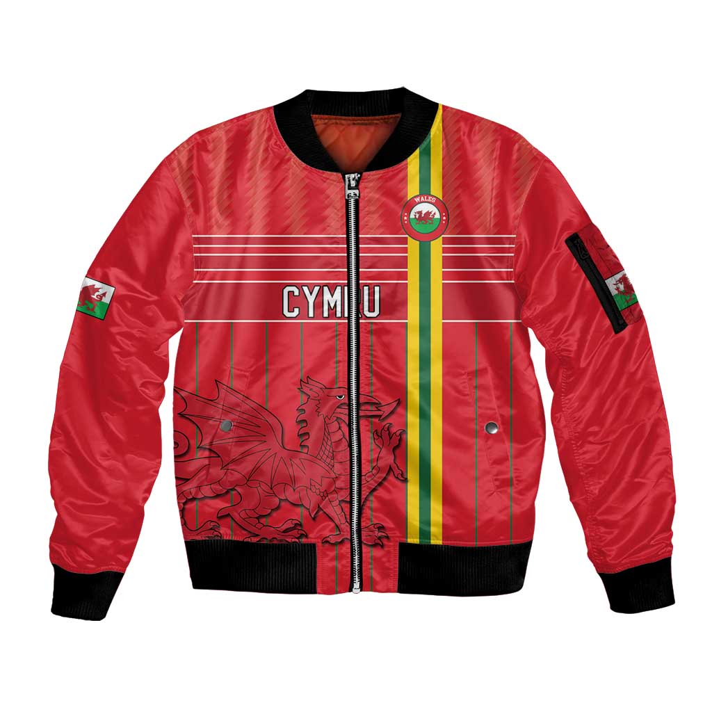 Custom World Football 2026 Wales Sleeve Zip Bomber Jacket Cymru Together Stronger - Wonder Print Shop