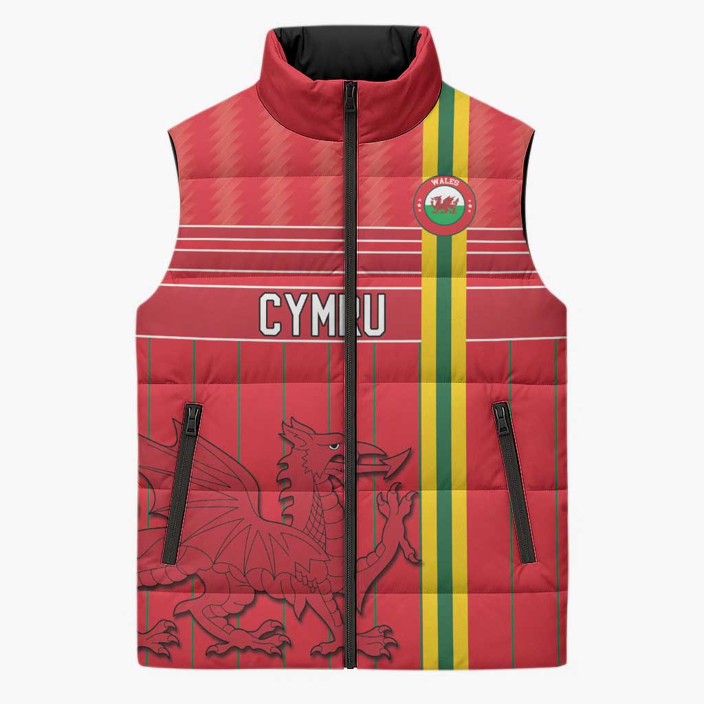 Custom World Football 2026 Wales Sleeveless Puffer Jacket Cymru Together Stronger - Wonder Print Shop