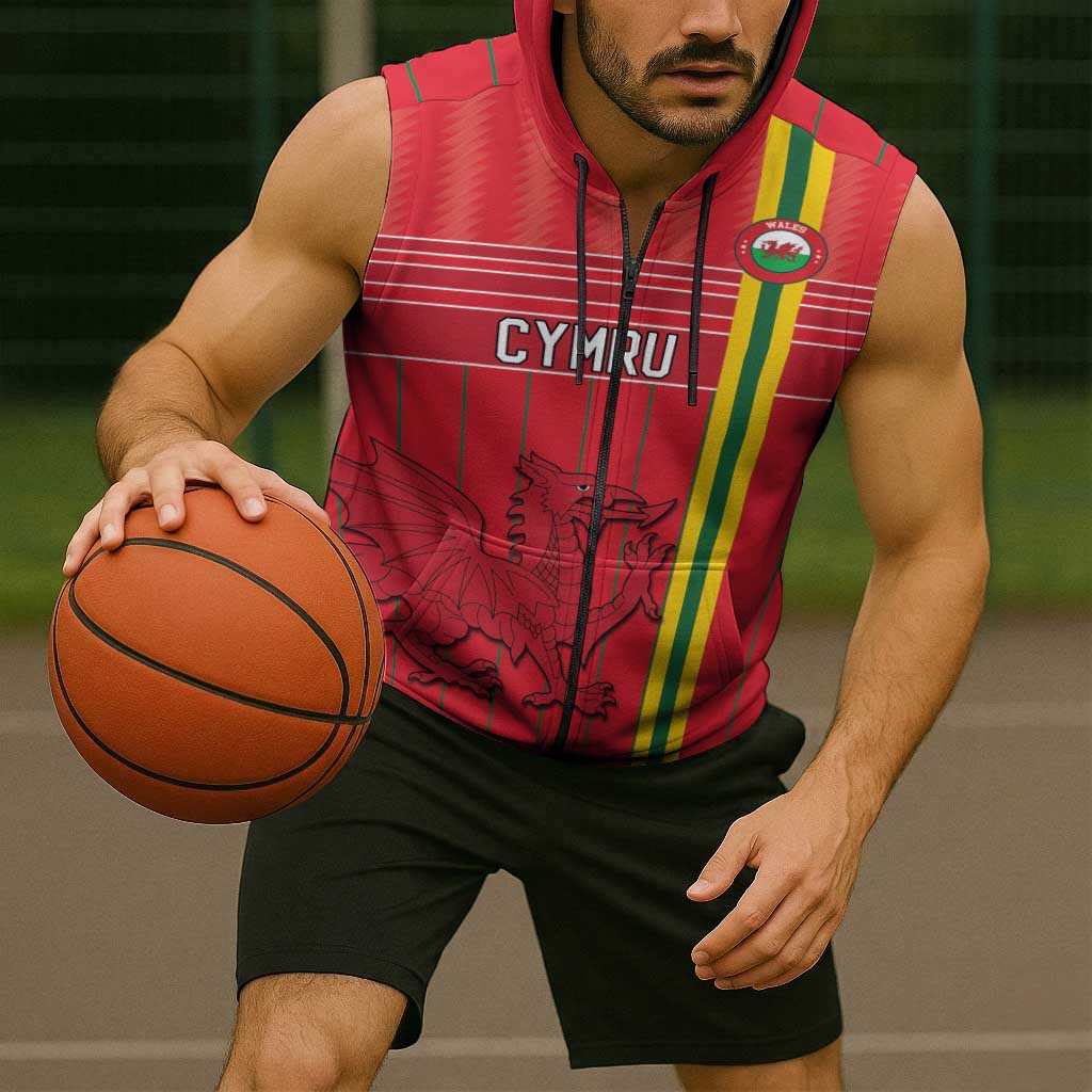 Custom World Football 2026 Wales Sleeveless Zip Hoodie Cymru Together Stronger - Wonder Print Shop