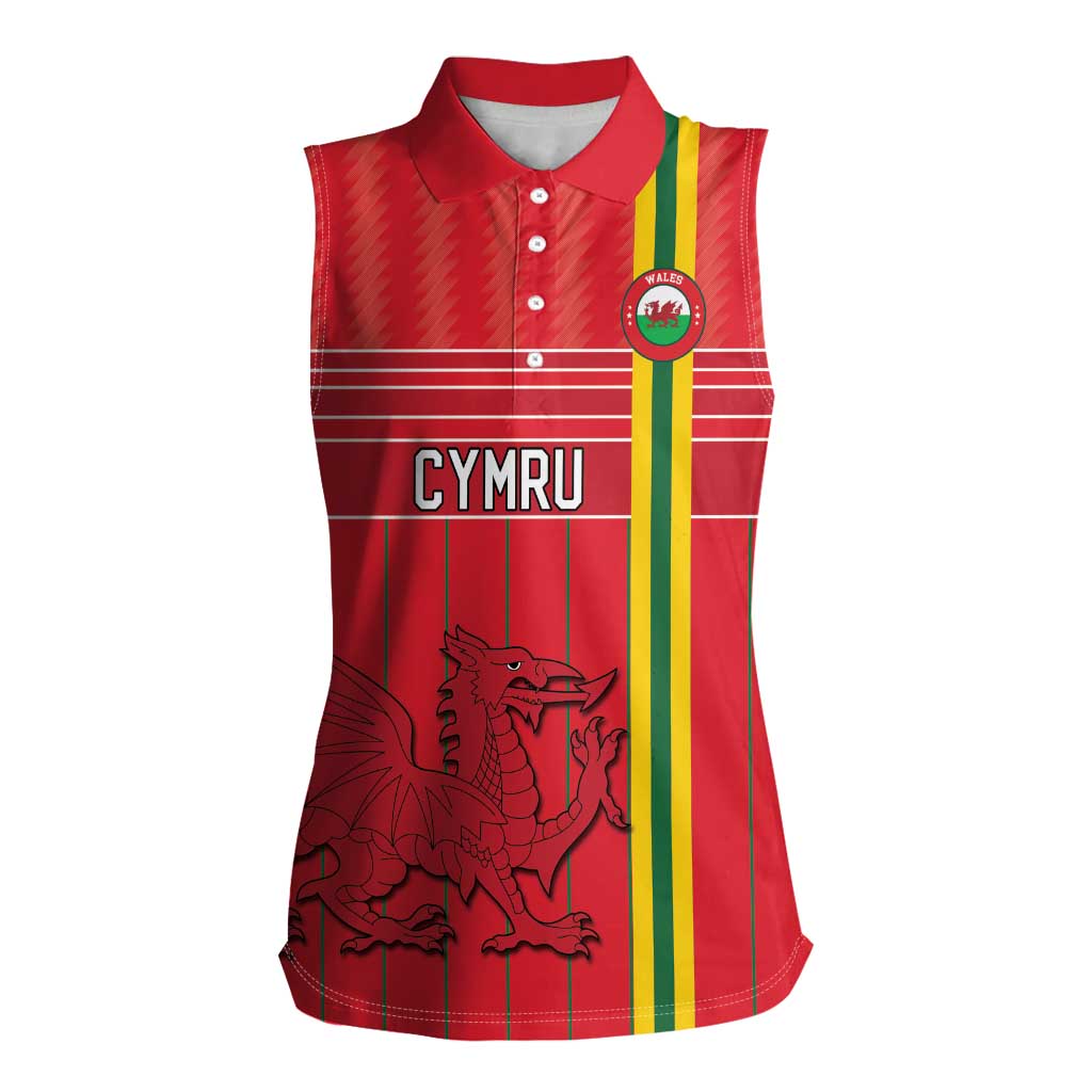 Custom World Football 2026 Wales Women Sleeveless Polo Shirt Cymru Together Stronger - Wonder Print Shop