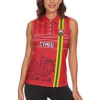Custom World Football 2026 Wales Women Sleeveless Polo Shirt Cymru Together Stronger - Wonder Print Shop
