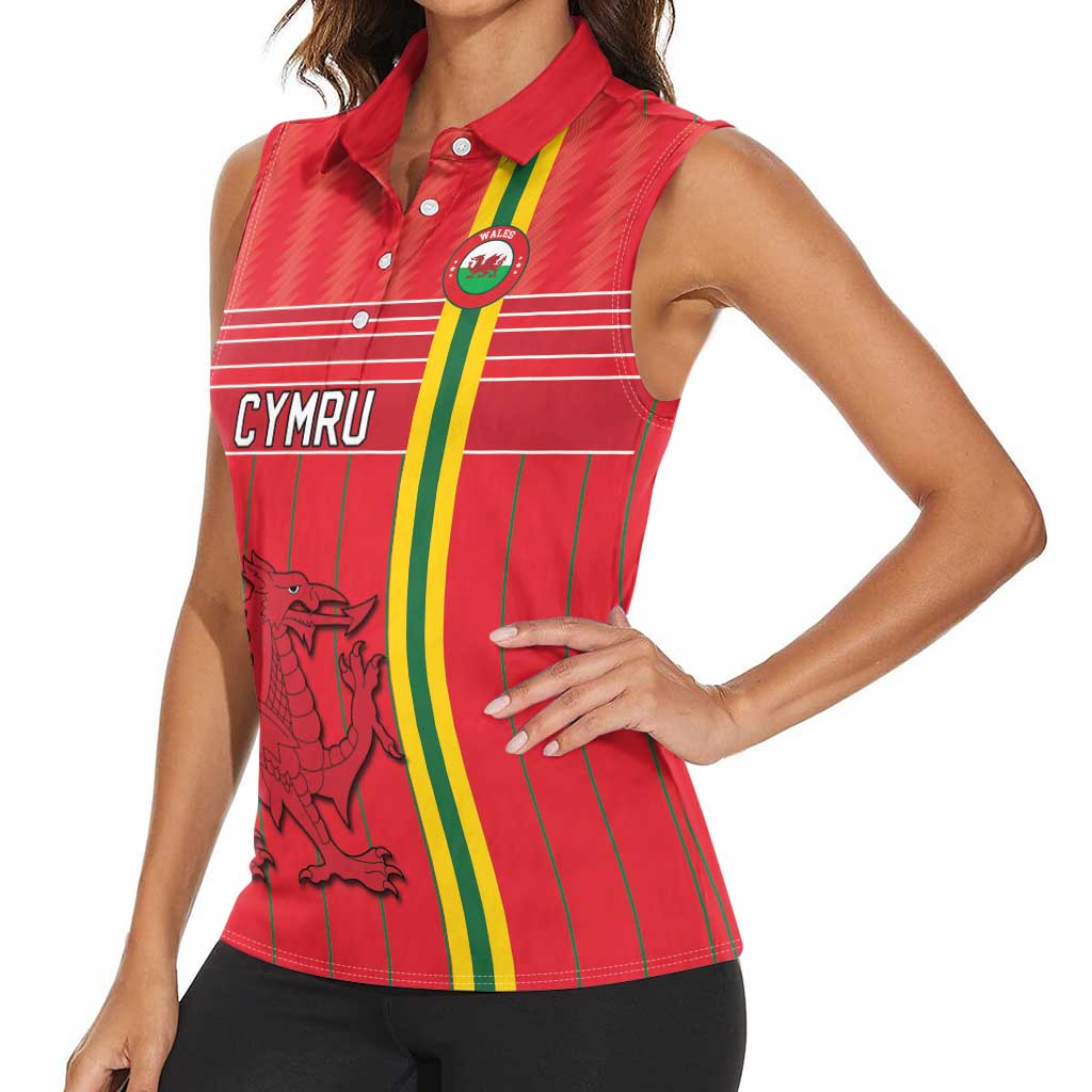 Custom World Football 2026 Wales Women Sleeveless Polo Shirt Cymru Together Stronger - Wonder Print Shop