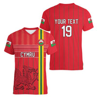 Custom World Football 2026 Wales Women V-Neck T-Shirt Cymru Together Stronger - Wonder Print Shop