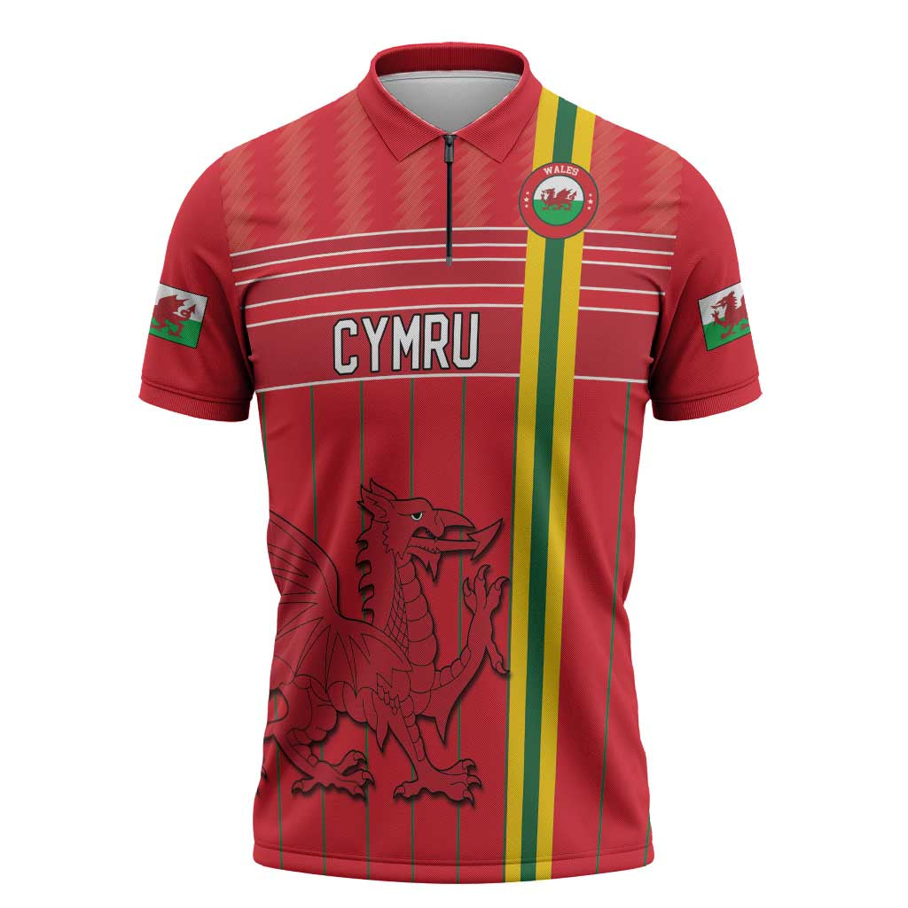 Custom World Football 2026 Wales Zipper Polo Shirt Cymru Together Stronger - Wonder Print Shop