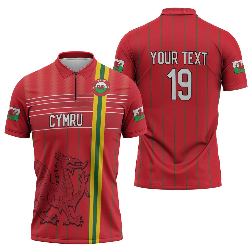 Custom World Football 2026 Wales Zipper Polo Shirt Cymru Together Stronger - Wonder Print Shop