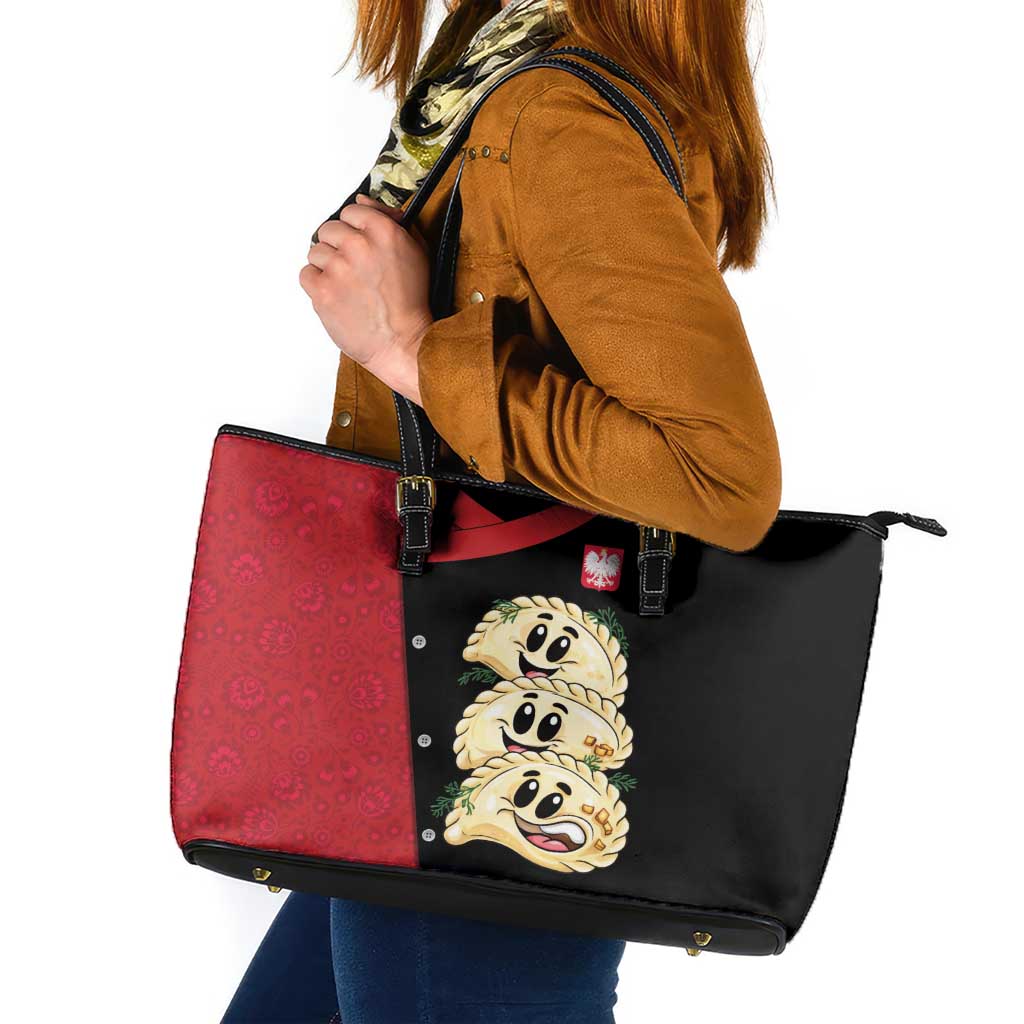 Poland Pierogi Leather Tote Bag Polish National Dumplings