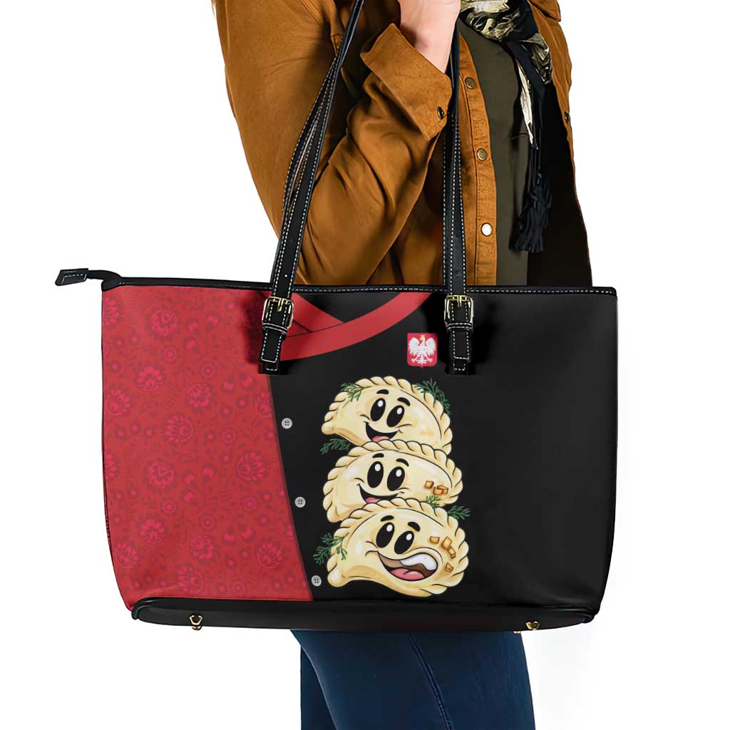 Poland Pierogi Leather Tote Bag Polish National Dumplings