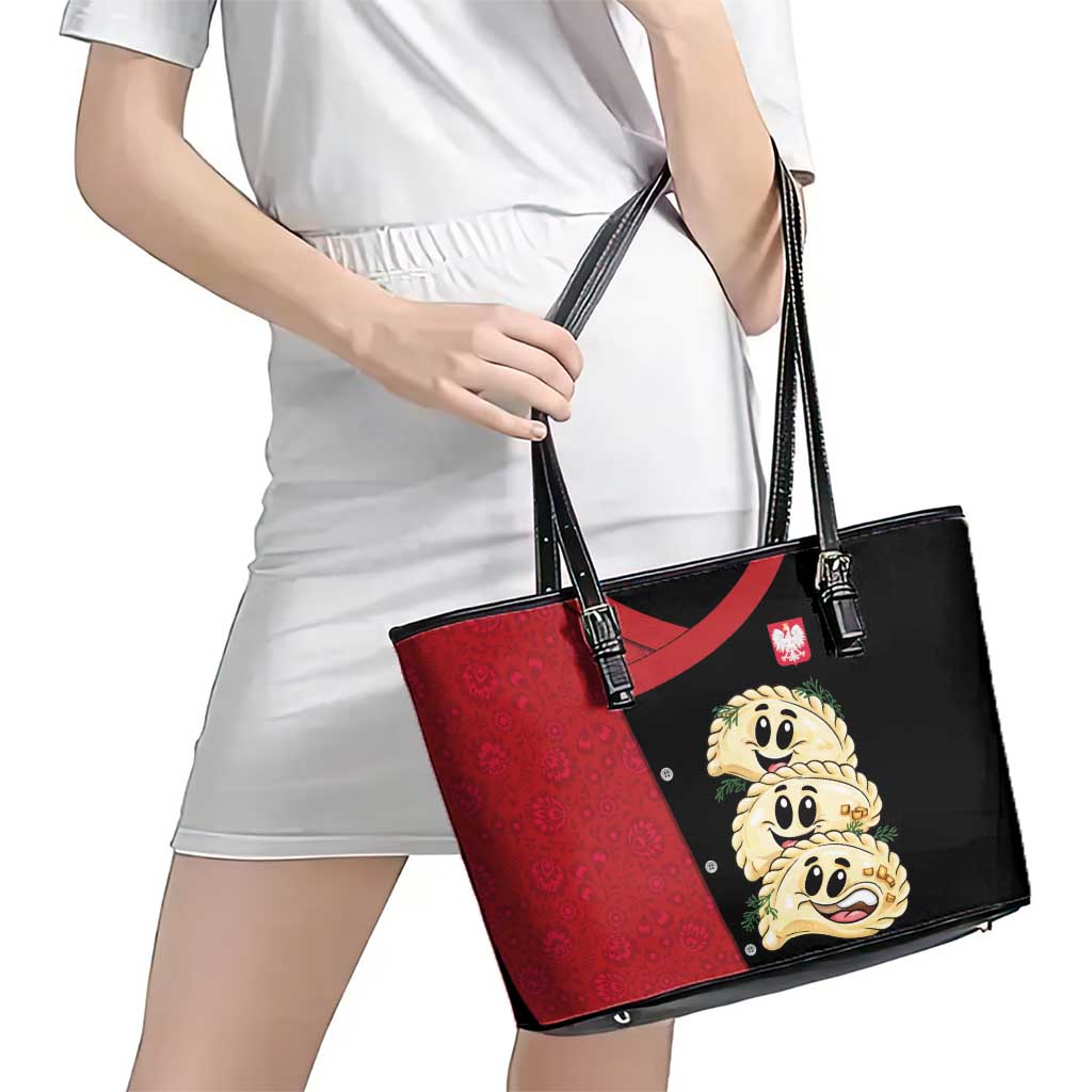 Poland Pierogi Leather Tote Bag Polish National Dumplings