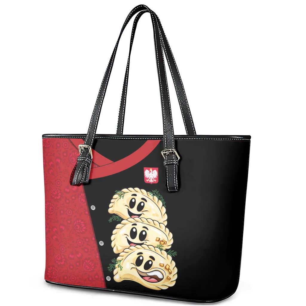 Poland Pierogi Leather Tote Bag Polish National Dumplings