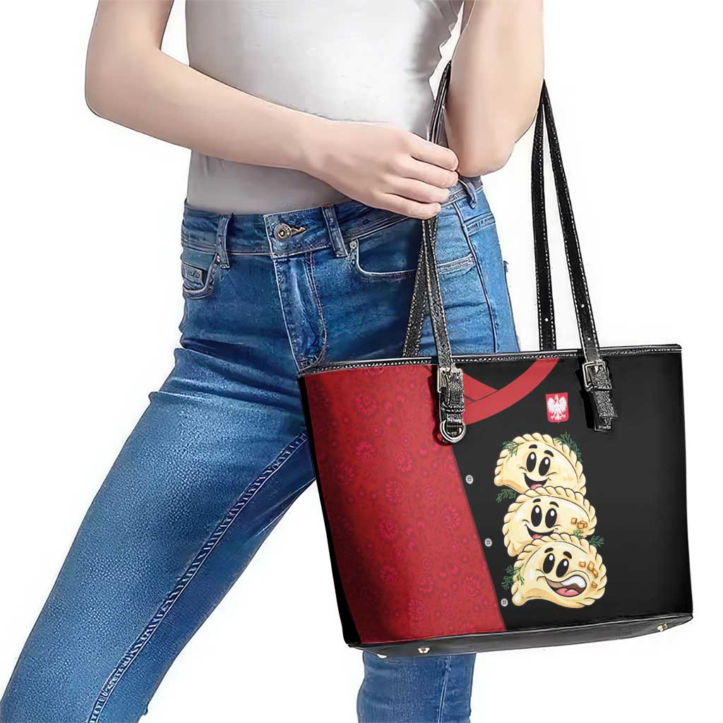 Poland Pierogi Leather Tote Bag Polish National Dumplings