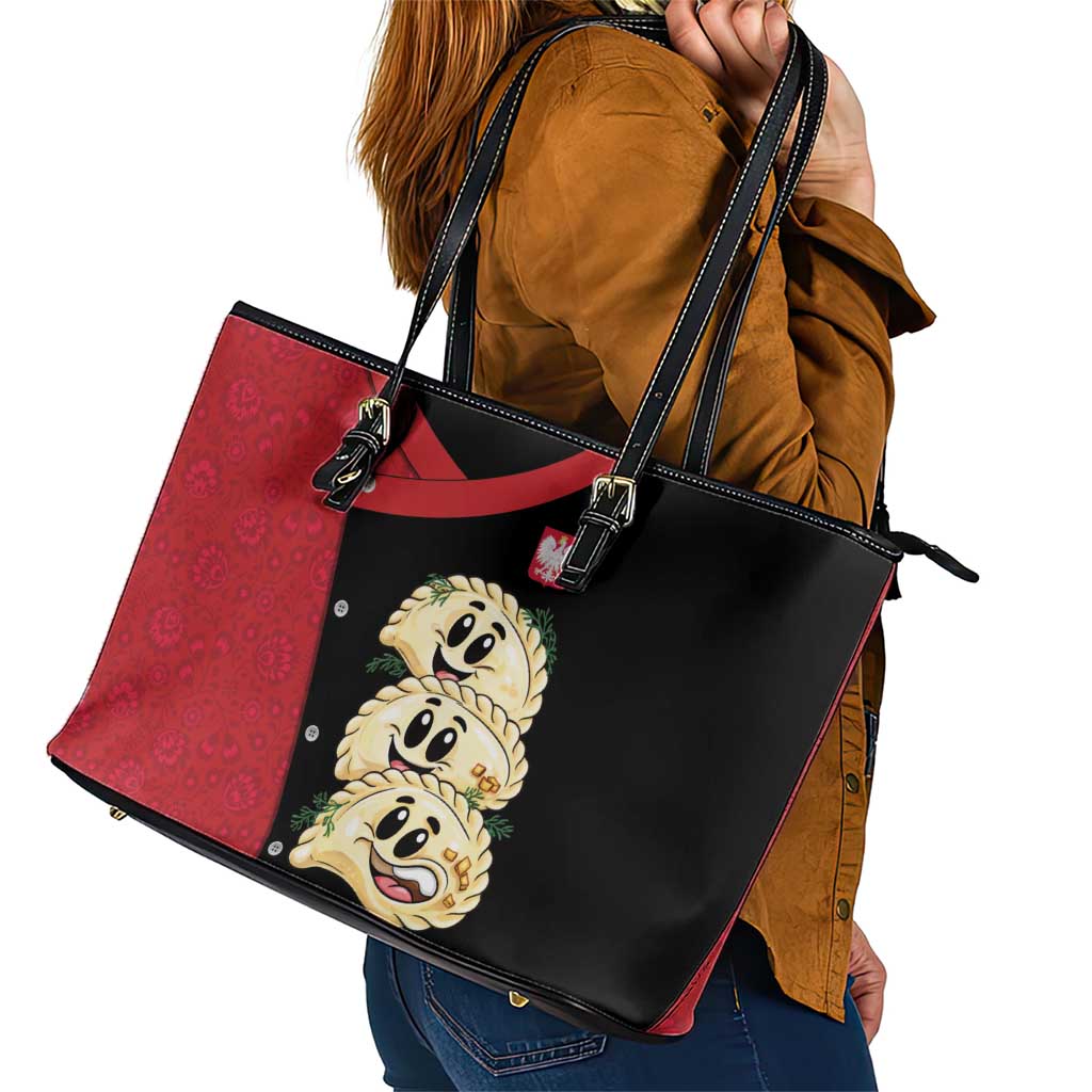 Poland Pierogi Leather Tote Bag Polish National Dumplings