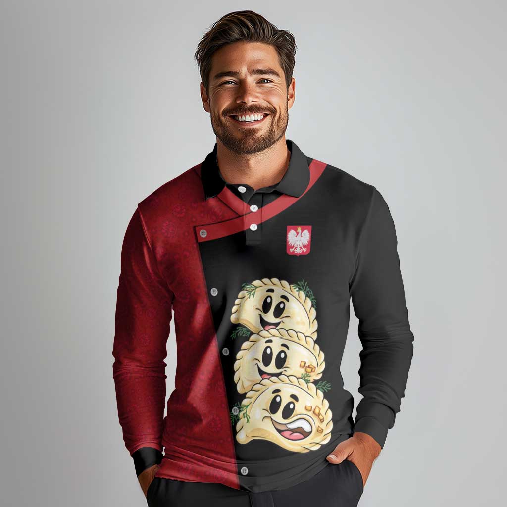 Personalized Poland Pierogi Long Sleeve Polo Shirt Polish National Dumplings