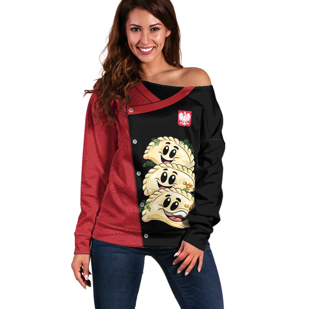 Personalized Poland Pierogi Off Shoulder Sweater Polish National Dumplings