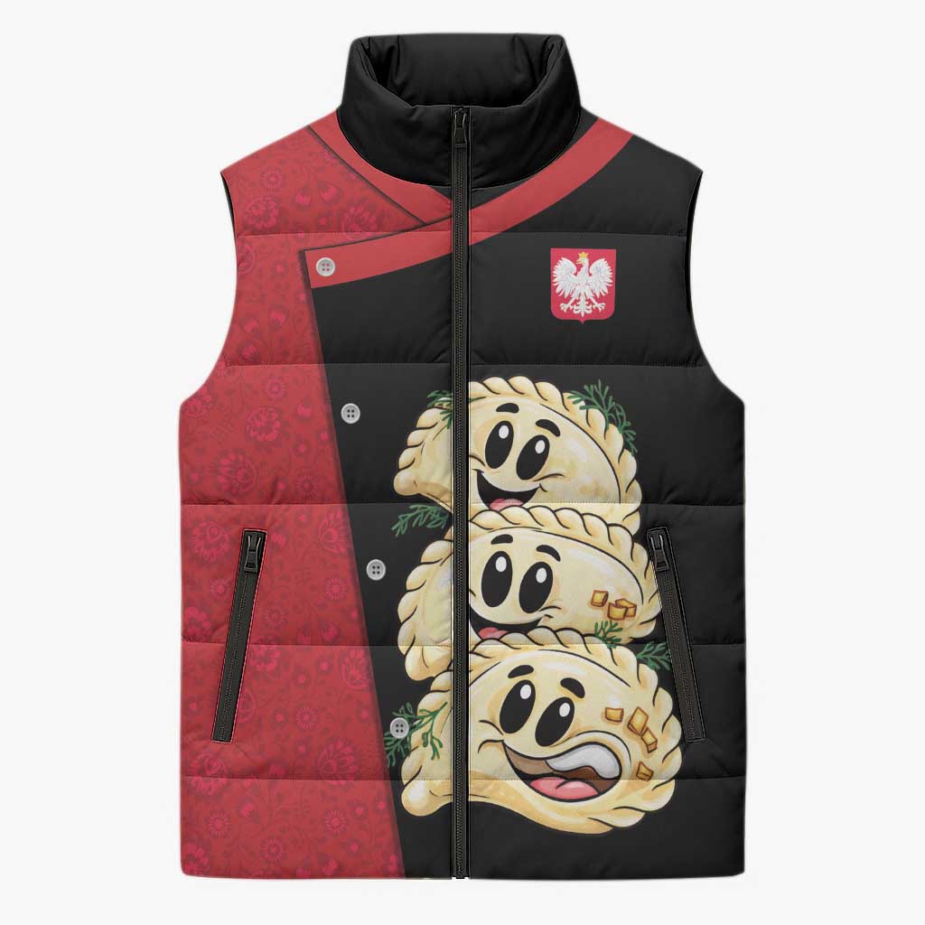 Personalized Poland Pierogi Sleeveless Puffer Jacket Polish National Dumplings