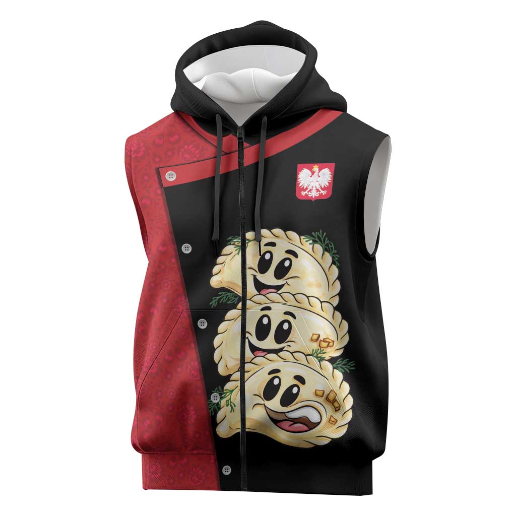 Personalized Poland Pierogi Sleeveless Zip Hoodie Polish National Dumplings