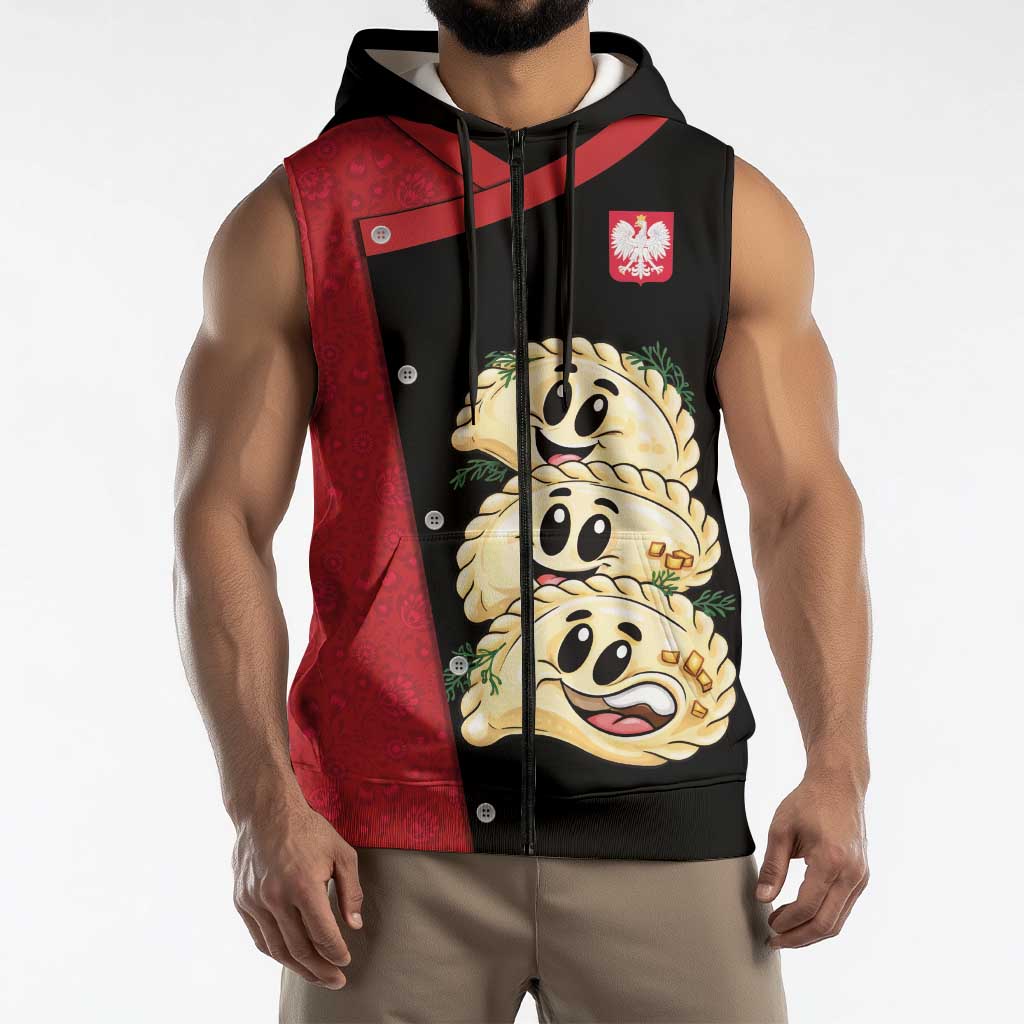Personalized Poland Pierogi Sleeveless Zip Hoodie Polish National Dumplings