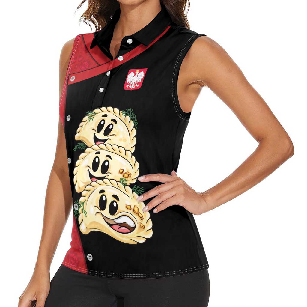 Personalized Poland Pierogi Women Sleeveless Polo Shirt Polish National Dumplings