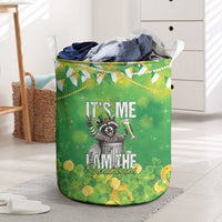 Funny Raccoon St Patrick's Day Laundry Basket It's Me I Am the Shenanigans
