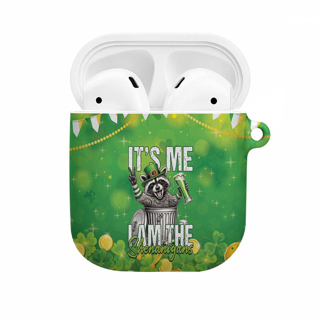 Funny Raccoon St Patrick's Day AirPods Case It's Me I Am the Shenanigans