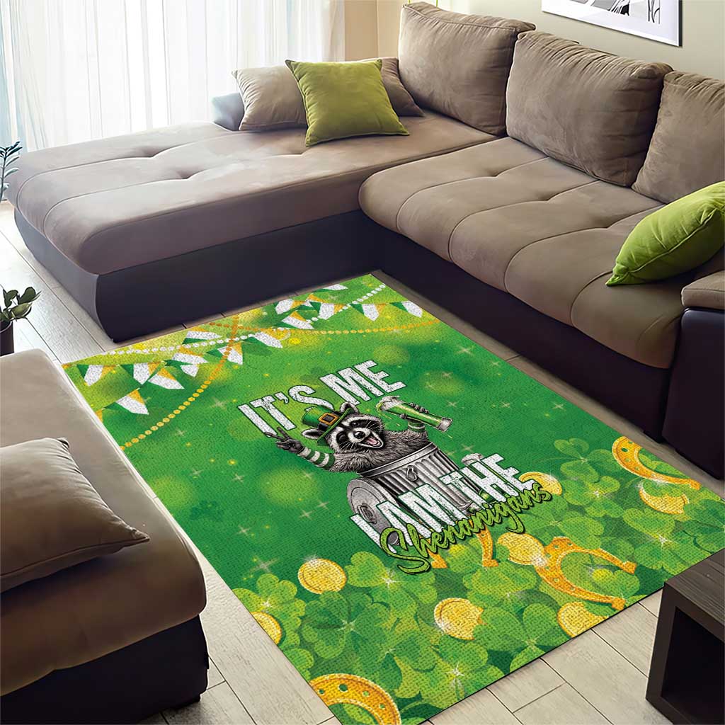 Funny Raccoon St Patrick's Day Area Rug It's Me I Am the Shenanigans