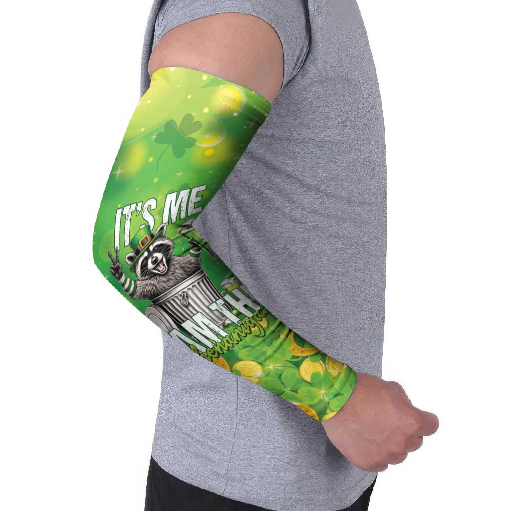 Funny Raccoon St Patrick's Day Arm Sleeves It's Me I Am the Shenanigans