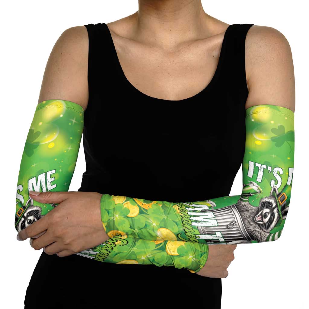 Funny Raccoon St Patrick's Day Arm Sleeves It's Me I Am the Shenanigans