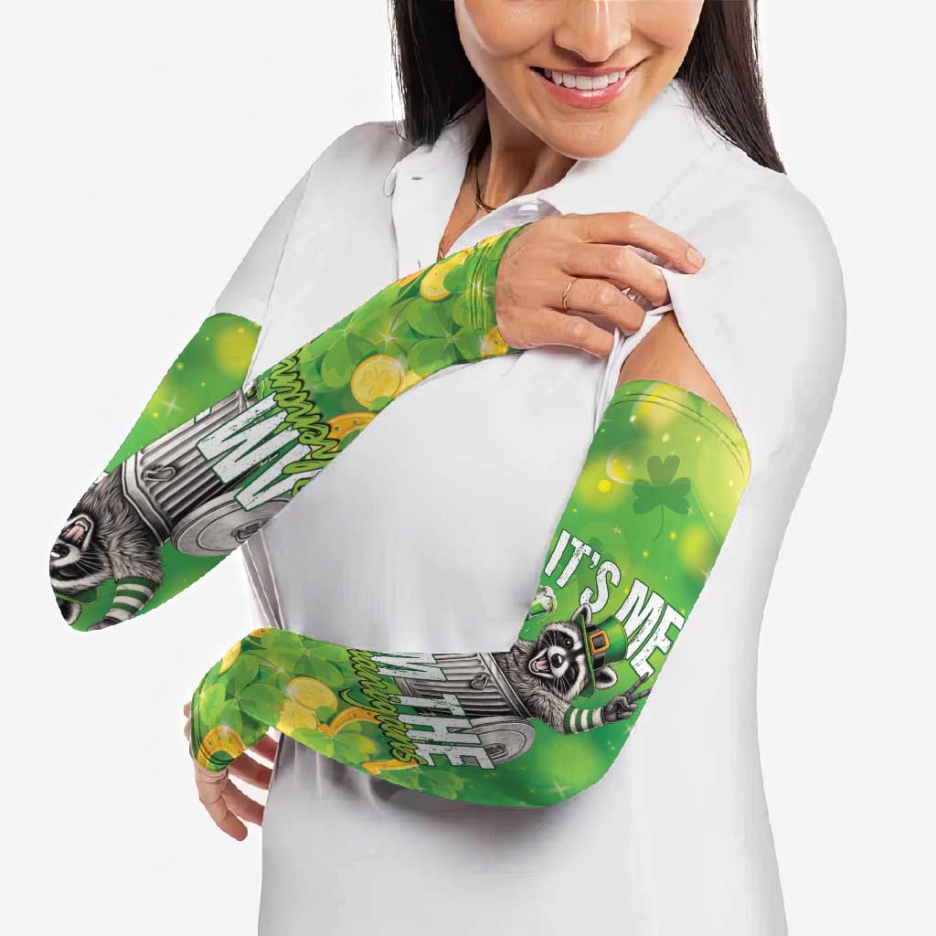 Funny Raccoon St Patrick's Day Arm Sleeves It's Me I Am the Shenanigans