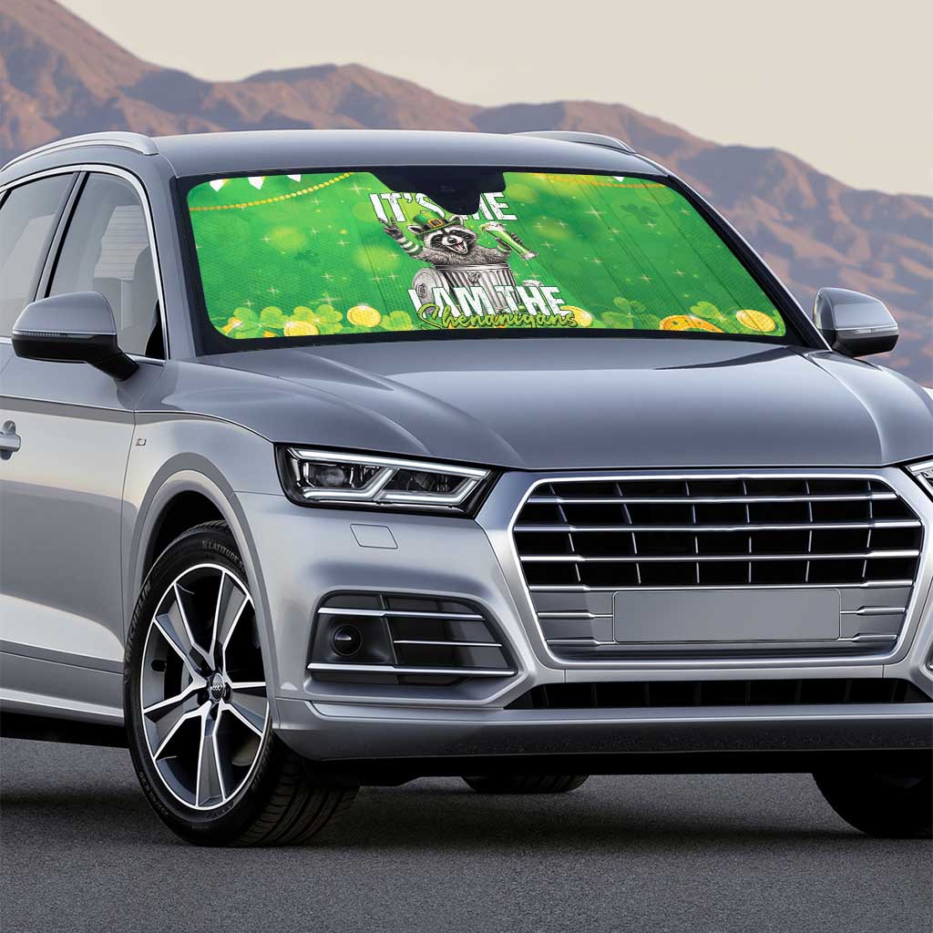 Funny Raccoon St Patrick's Day Auto Sun Shade It's Me I Am the Shenanigans