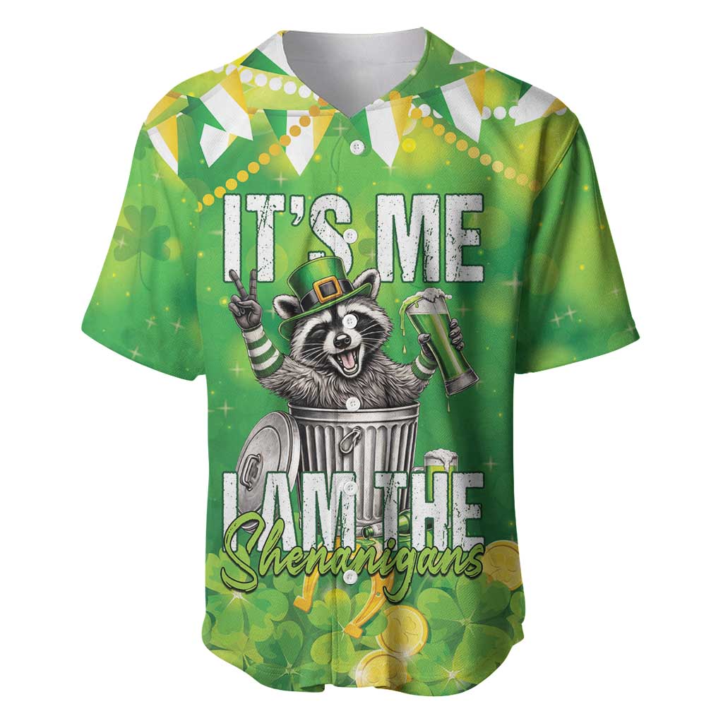 Funny Raccoon St Patrick's Day Baseball Jersey It's Me I Am the Shenanigans