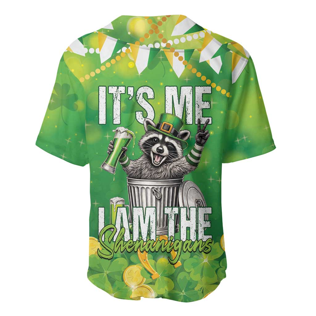 Funny Raccoon St Patrick's Day Baseball Jersey It's Me I Am the Shenanigans