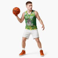 Funny Raccoon St Patrick's Day Basketball Jersey It's Me I Am the Shenanigans