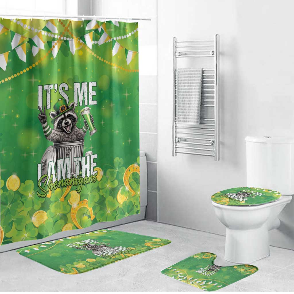 Funny Raccoon St Patrick's Day Bathroom Set It's Me I Am the Shenanigans