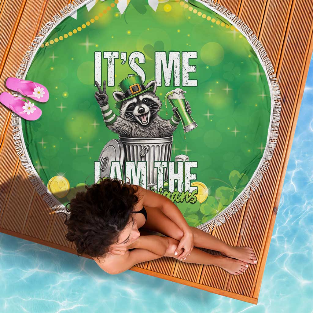 Funny Raccoon St Patrick's Day Beach Blanket It's Me I Am the Shenanigans