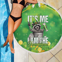 Funny Raccoon St Patrick's Day Beach Blanket It's Me I Am the Shenanigans