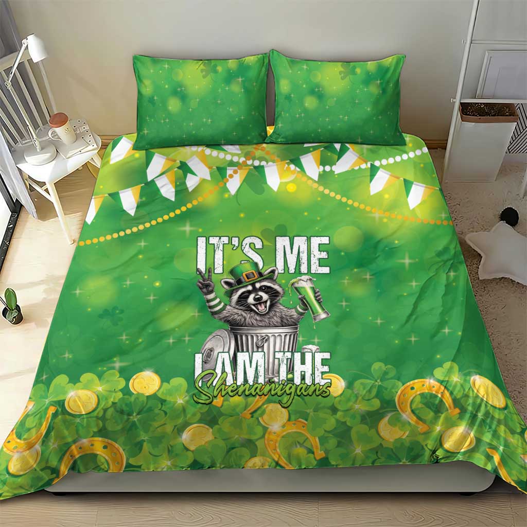 Funny Raccoon St Patrick's Day Bedding Set It's Me I Am the Shenanigans