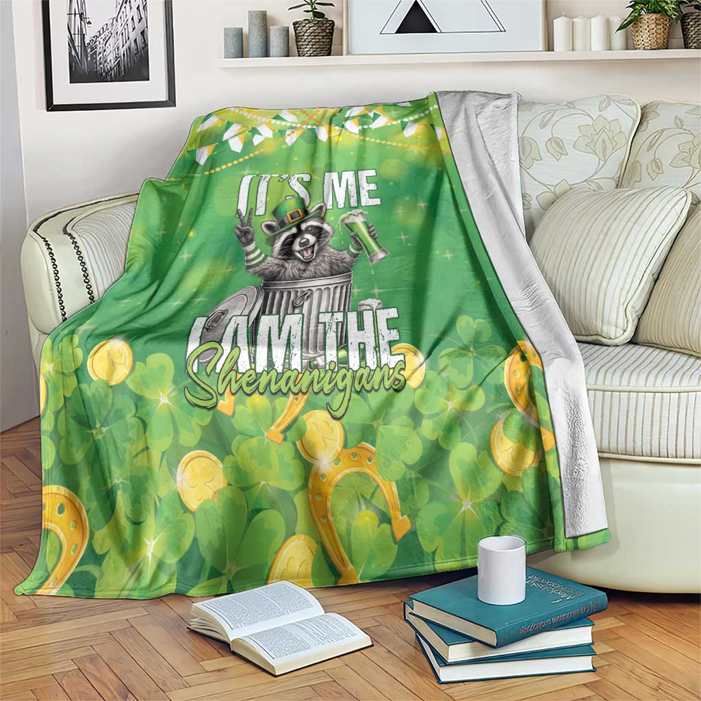 Funny Raccoon St Patrick's Day Blanket It's Me I Am the Shenanigans