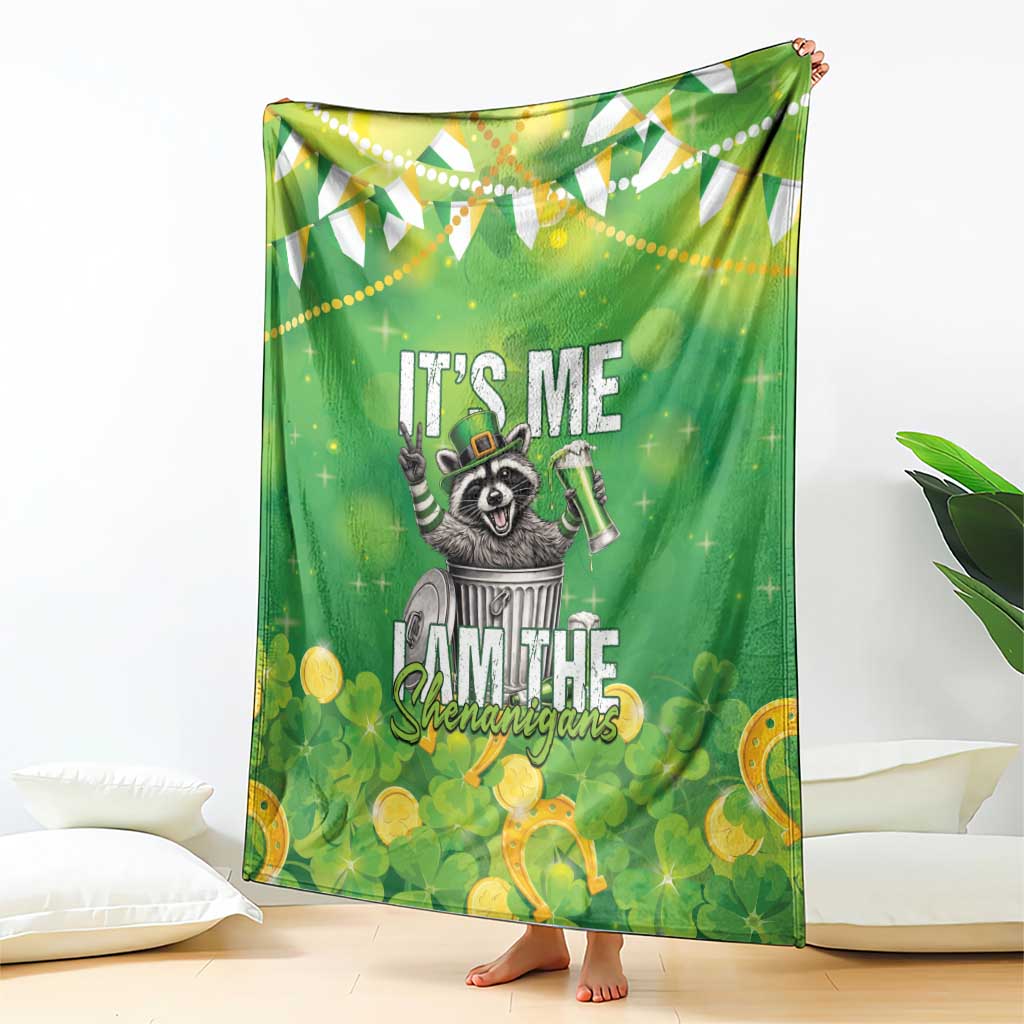 Funny Raccoon St Patrick's Day Blanket It's Me I Am the Shenanigans