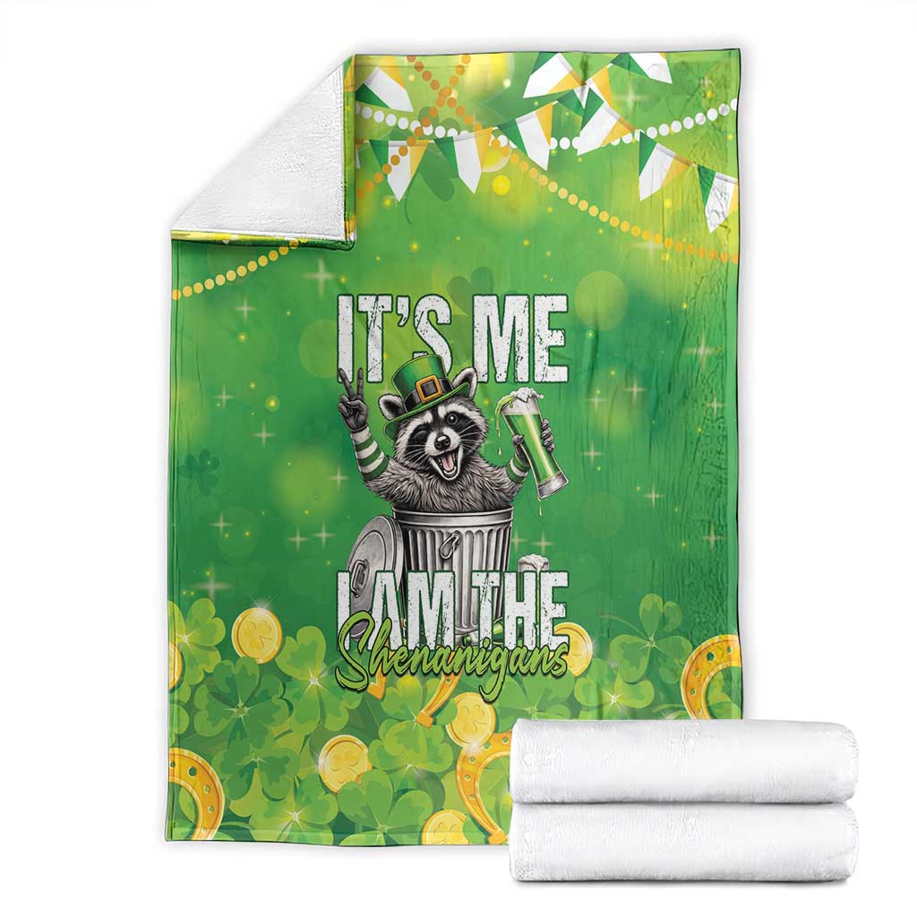 Funny Raccoon St Patrick's Day Blanket It's Me I Am the Shenanigans