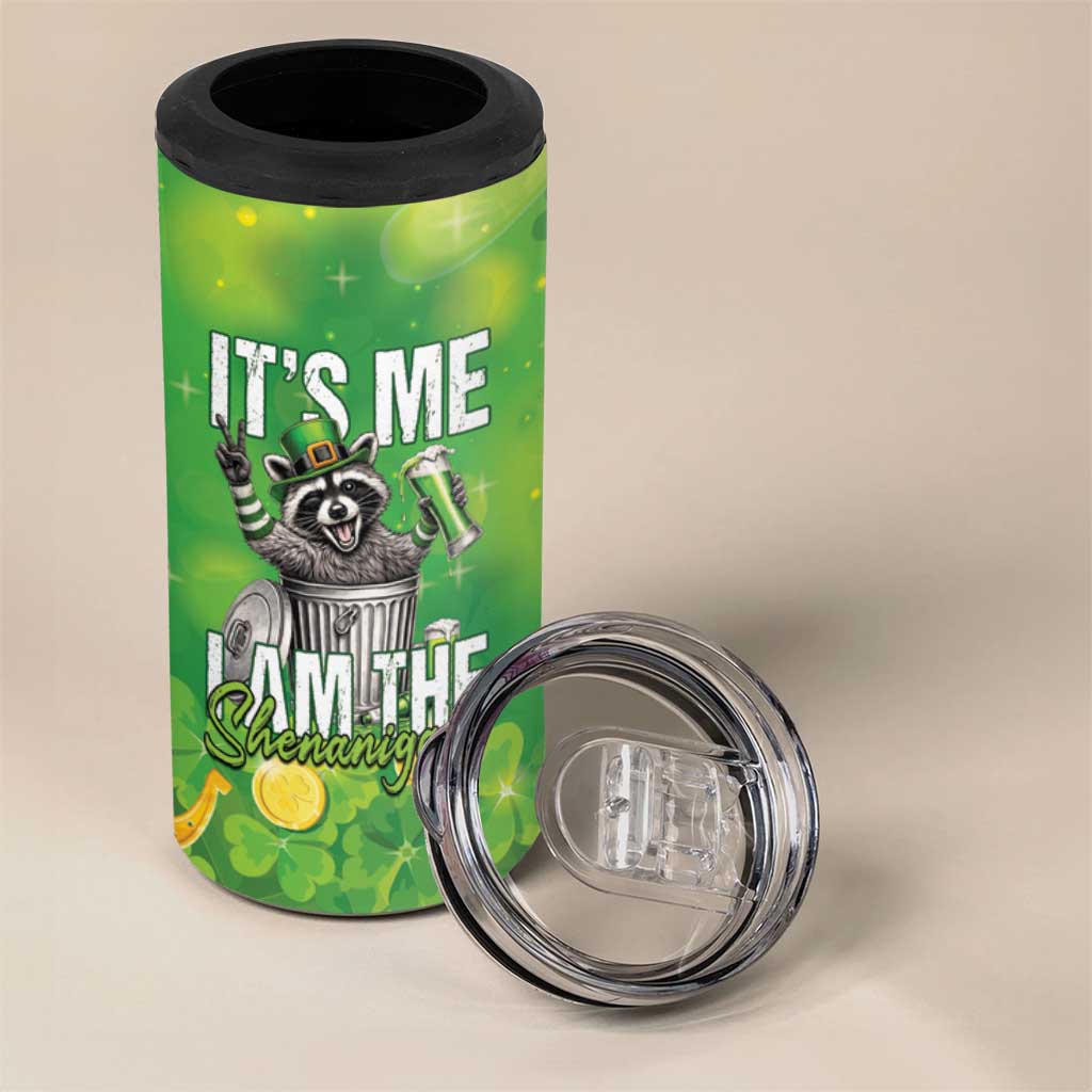 Funny Raccoon St Patrick's Day 4 in 1 Can Cooler Tumbler It's Me I Am the Shenanigans