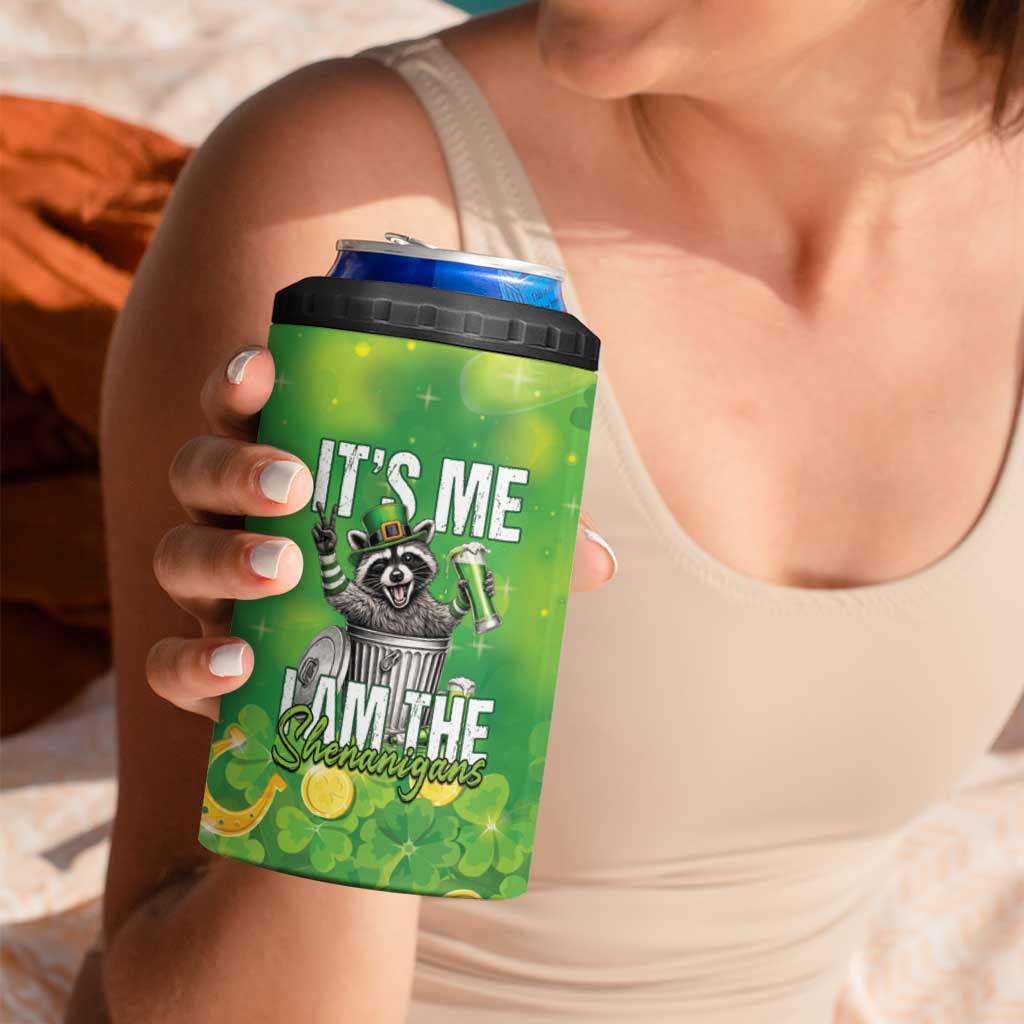 Funny Raccoon St Patrick's Day 4 in 1 Can Cooler Tumbler It's Me I Am the Shenanigans