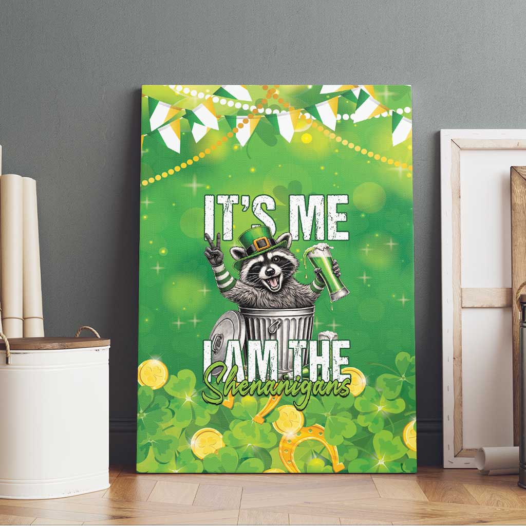 Funny Raccoon St Patrick's Day Canvas Wall Art It's Me I Am the Shenanigans