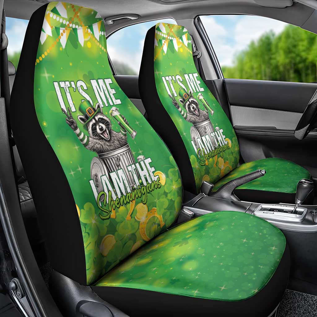 Funny Raccoon St Patrick's Day Car Seat Cover It's Me I Am the Shenanigans