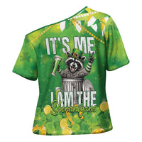 Funny Raccoon St Patrick's Day Cross Shoulder Shirt It's Me I Am the Shenanigans